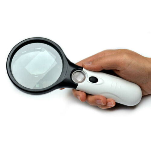 45X Handheld Magnifying Reading Glass Lens Jewelry Loupe With 3 LED Light Tools 