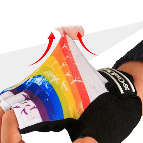 Atmungsaktiv Herren Damen Halbfingers Fahrrad Handschuhe Fingerlos Radfahren