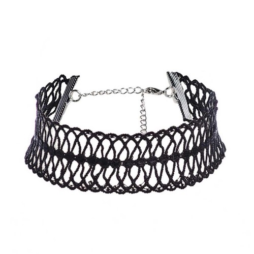 90/'S Wide Lace Floral Black Velvet Choker Necklace Punk Gothic Retro Chain CK18