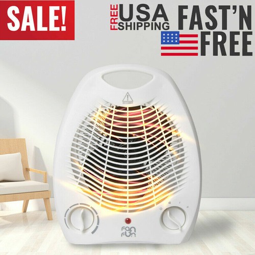 Portable Electric Space Heater 800W 3 Settings Fan Forced Adjustable Thermostat