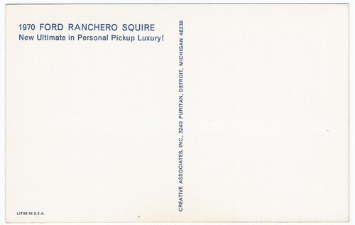 1970 Ford RANCHERO SQUIRE Original Vintage NOS Dealer Promo Postcard UNUSED Ex ^