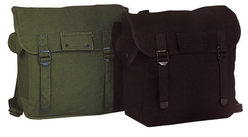 Jumbo Musette Bags OD or Black Adjustable Shoulder /& Back Straps Canvas