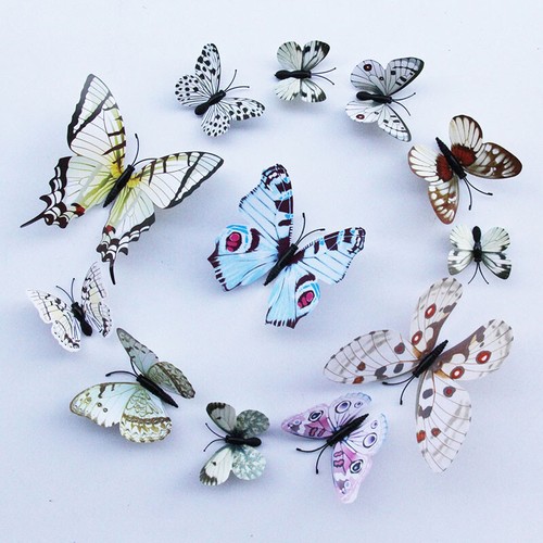 12pcs 3D Butterfly Fridge Refrigerator Magnet Wall Stickers Party 4.5-12 cm