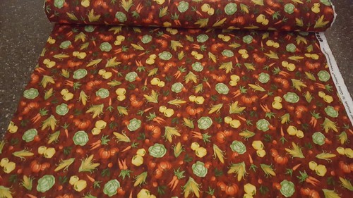 Farmer/'s Market BTY Angela Anderson Quilting Treasures Vegetable Toss Rust Brown