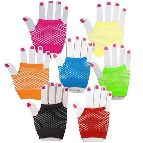 Années 1980 Court Résille Doigt-moins Gants accessoire robe fantaisie 8 Couleurs