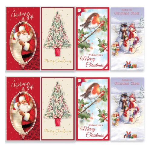 GC202 8 Noël traditionnel Argent Bon portefeuilles cartes cadeaux /& Enveloppes 2x4