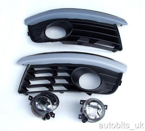 VW JETTA MK3 2004-2011 FRONT BUMPER FOG LAMP LIGHTS AND GRILLS CHROME BROWS L&R