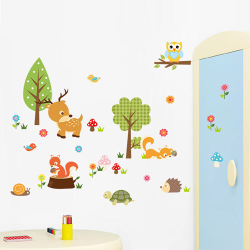 Lovely Animals Wall Stickers Forest Animals Fox Owl Sticker For Kid Bedroom 