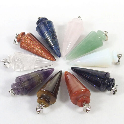 Natural Gemstone Beads Crystal Healing CHAKRA Cone Pendulums Pendant