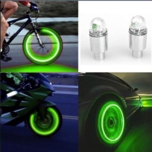 2× LED Tire Valve Stem Caps Neon Light Auto Accessories Bike Car Auto Bicycle AW