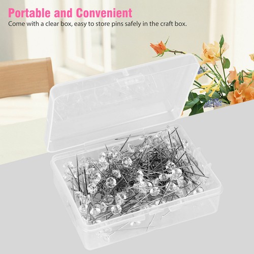 200x Clear Gem Diamond Design Cut Pins Bling for Bouquet Wedding Flower Diamante