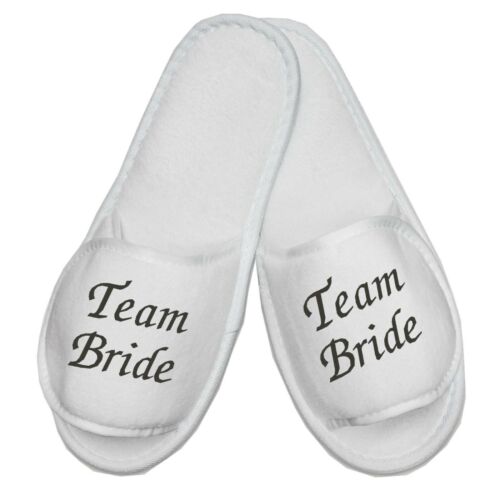 Embroidered Personalised Bridesmaid Bride Wedding Slippers Open Toe Bridal Party