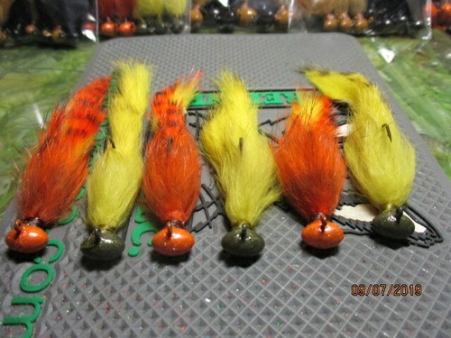 6 SMALLMOUTH BASS//WALLEYE CRAYFISH FOOTBALL HAIR JIGS CUSTOM 1//8TH OZ