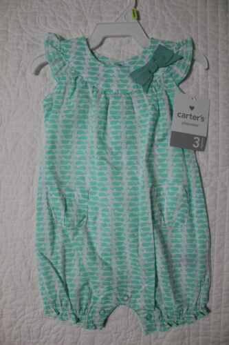 NEW BABY GIRLS CARTERS ONE PIECE ROMPER GREEN ORANGE OR BLUE MANY SIZES 