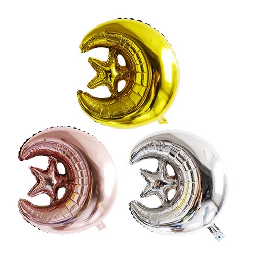 2pc 18 inch Eid Mubarak Foil Balloons Hajj Mubarak Star Moon Eid Al-Fitr balloon