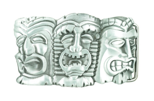 Details about   Three Tribal Tiki Tikki Masks Hawaii Western Metal Belt Buckle 