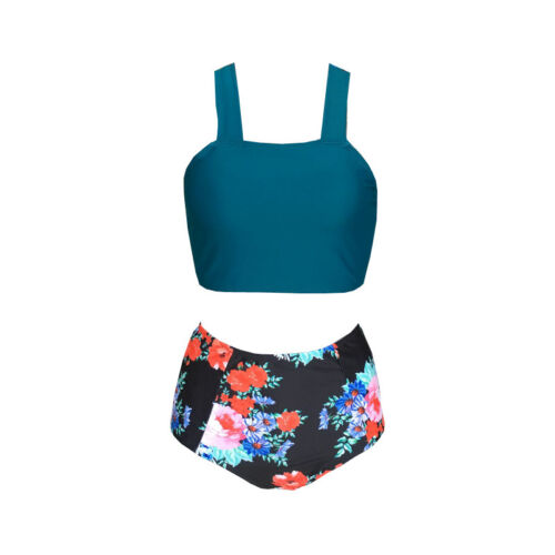 Womens Bikini Sets Swimsuit High Waist Swimwear Floral Printed Bathing Suit 2Pcs