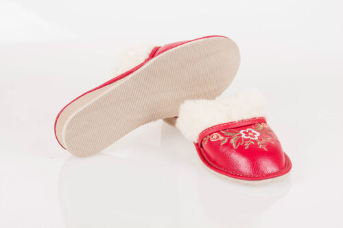 Ladies/Women`s 100% Natural leather warmed slippers size:3,4,5,6,7,8 