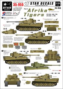 échelle 1//35 35-955 Afrika Tigers #2 Star decals Initial Production Tiger I
