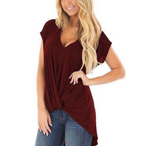 Damen Kurzarm T-shirts Blusen Sommer Tops Tunika Oberteile Freizeit Übergröße 40