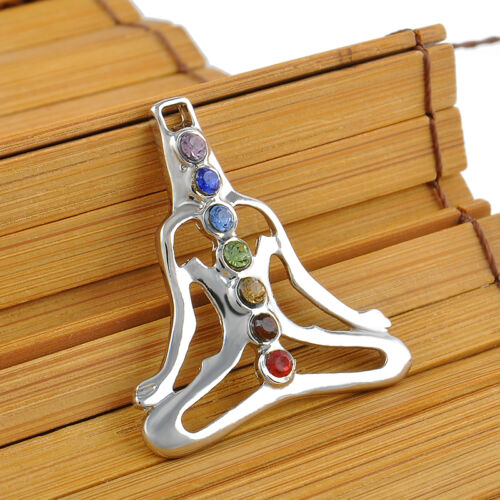 Charm Natural 7 Gemstone Reiki Beads Chakra Healing Point Pendant For Necklace 