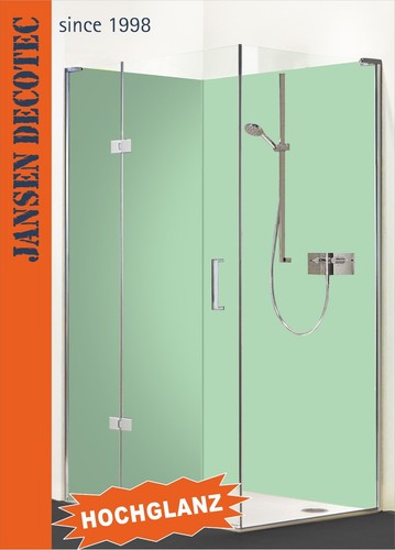 Eck Duschrückwand HOCHGLANZ Dusche Wandverkleidung Badrückwand Mintgrün Farbe