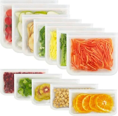 5 Sandwich Bags 12 Pack Reusable Storage Bags Dishwasher Safe Silicone Bags 