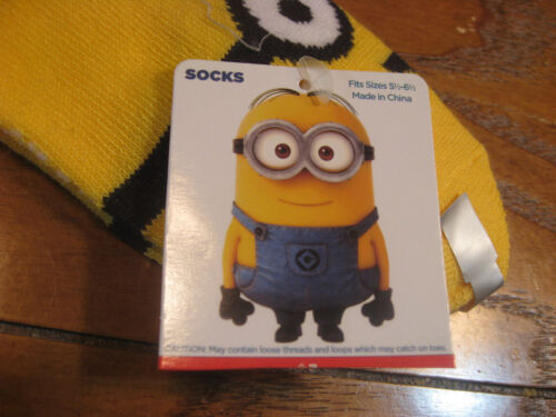 Yellow Minion eyes fits sizes 5 1//2-6 1//2 Details about  / Despicable Me Kids Socks