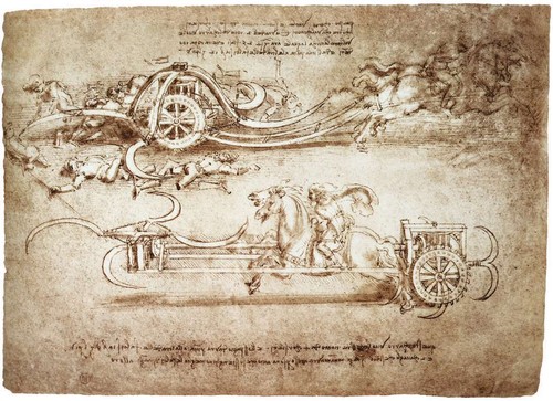 Leonardo Da Vinci Chariot Painting Large 12.5/" x 17.2/" Real Canvas Art Print