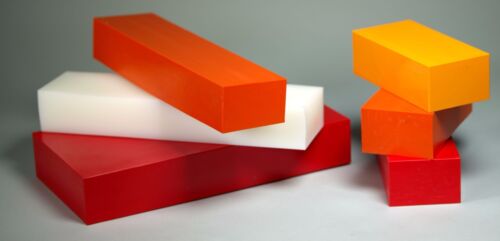 HDPE Plastic Rectangular Solid Red Bar 2/" x 3/" x 12/" block