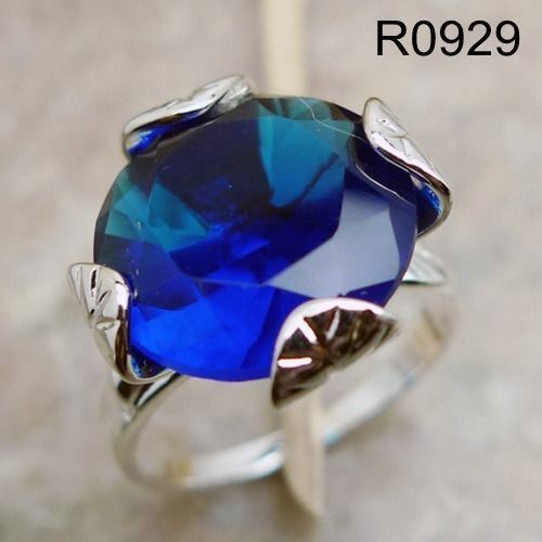 Blue topaz sapphire Ring 18K white gold filled Wedding Valentine/'s Gift R0929