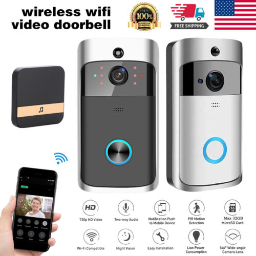 2021 Smart WiFi Wireless Video Doorbell Security Camera Two-Way PIR Door Bell HD 
