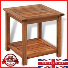 Garden Table with Shelf Outdoor Wooden Side Coffee Tables Acacia Wood Furniture