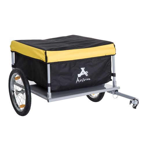 Bicycle Cargo Trailer Bike Large Carrier Cart w// Rain Cover Outdoor Yard
