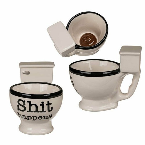 Sh*t Happens Novelty Mug office laugh Party Funny Gift toilet shape Hen stag