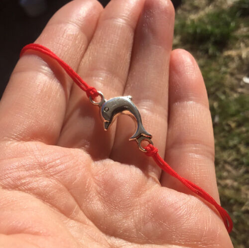 Dolphin Bracelet Handmade Adjustable Red Cord