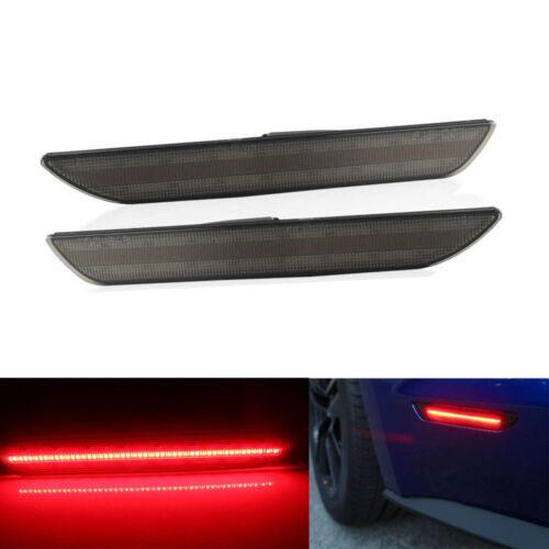 2 PCS Smoked Lens RED LED Rear Side Markers Lights Lamps For 2015 Ford Mustang