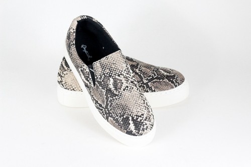 Details about / NEW Qupid Royal Brown Snakeskin Platform Slip On Sneakers Sz 8.5