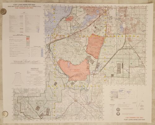 Fort Lewis JBLM Tacoma Washington Military Army Topo Poster Color  Map 24x30