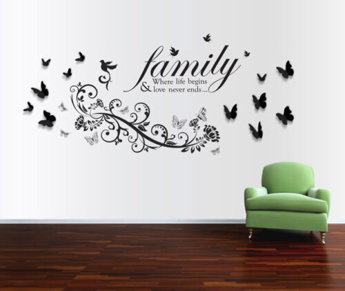 Famille Autocollant Art Décoration Petit Papillon Vigne 3D gratuit Papillon Autocollant Mural