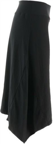 Cuddl Duds Flexwear Handkerchief Hem Skirt Black L NEW A346869