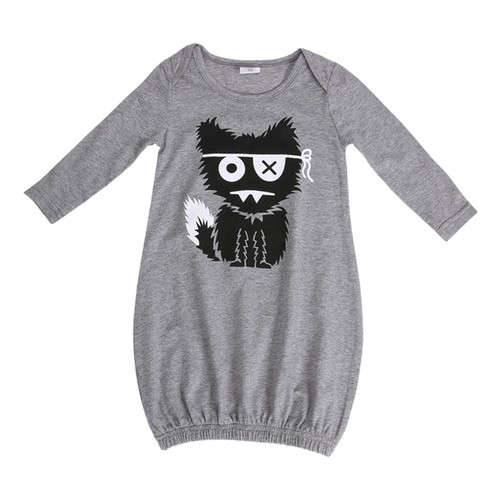 Newborn Baby Boy Girl Sleepwear Nightwear Dress Nightgown Pajamas Robe Gown+Hat