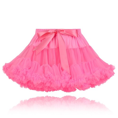 Girls Quality Neon Pink Fluffy Nylon Party Pettiskirt Princess Tutu Skirt UK
