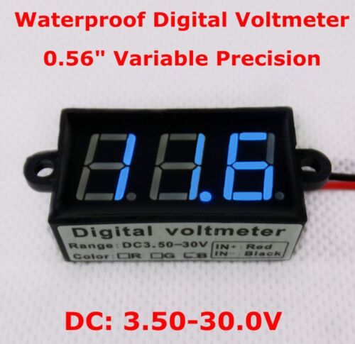 Waterproof Digital LED DC Volt Meter Voltmeter Panel Mount 12V 24V car Battery 