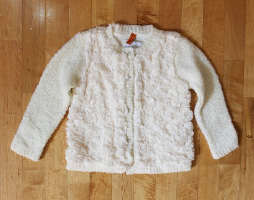 NWT Mayoral Baby Girl Knit Rose Fluffy Cream Cardigan ~ Size 12M 24M