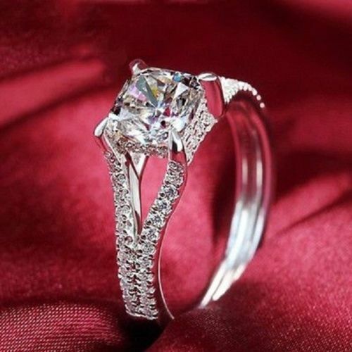 Details about    2.88 ct Cushion Cut White Diamond Halo Engagement Ring 14Kt White Gold 