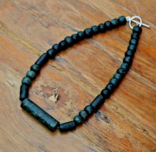 Guatemalan Jade Maya stone beads tubes necklace armony & protection stone 