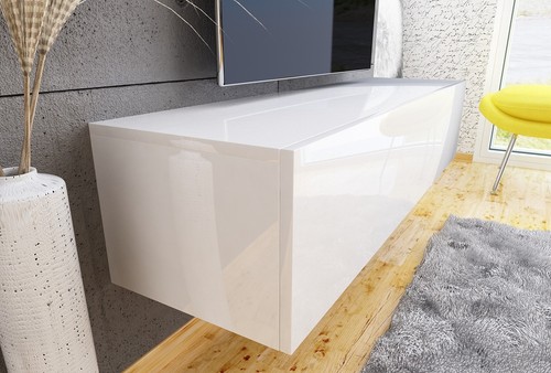 Meuble TV Lowboard HAUTE BRILLANCE modern bas armoire Blanc weiß COULEURS 140 cm