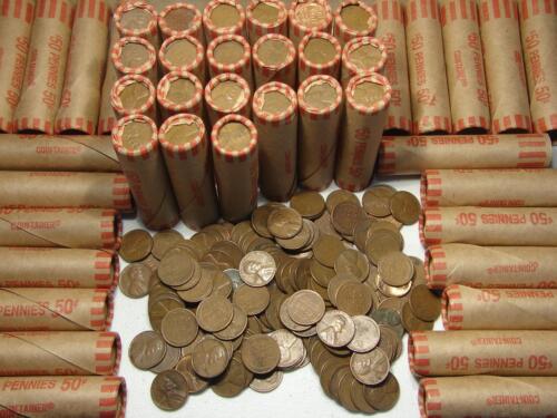Lincoln Wheat Cent Roll of 50 Coins From Collectors Farm Estate Lot Super Cheap