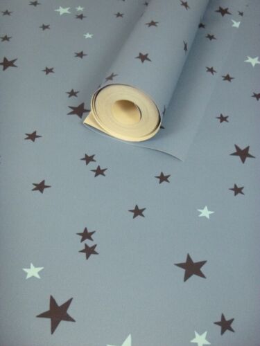 Estrella Azul Decoración Habitación Wallpaper-Shabby Chic 11160101-Suave Wallcoverings